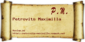 Petrovits Maximilla névjegykártya